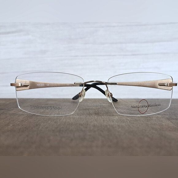 NEW Naturally Rimless STAINLESS STEEL, Eyeglass Frame, Trendy glasses 53-17-135 - Picture 3 of 5